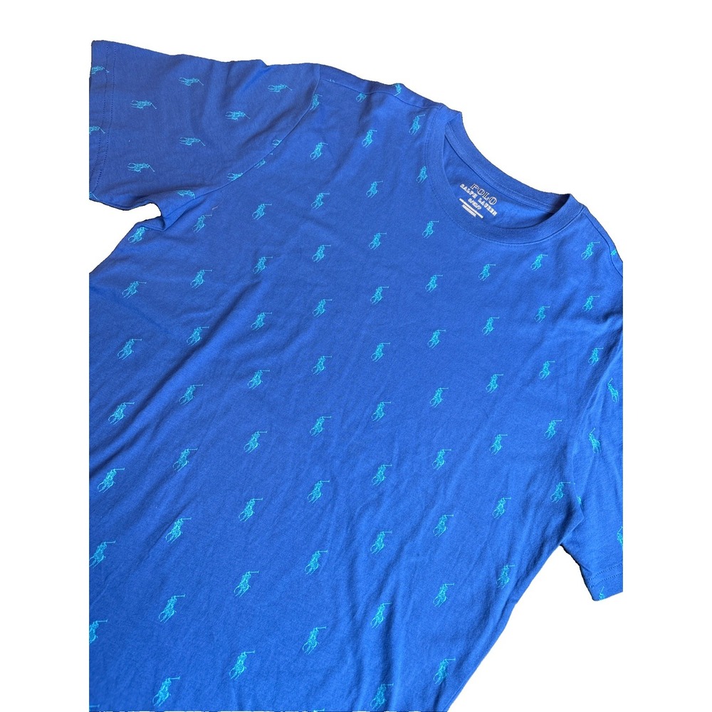 RARE Vintage Polo Ralph Lauren T-Shirt Men's Sz SMALL Blue AOP Small Pony Logo